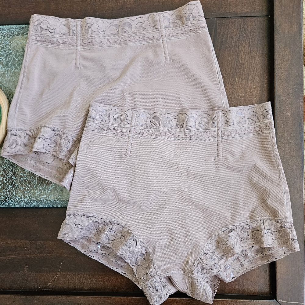 Lace Trim High-Waisted Shapewear Panties Set Of Two NWOT